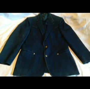 Haggar Mustang Western Wear denim suit jacket 44L